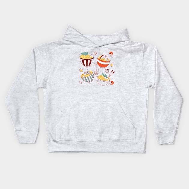 Ramen Bowls Kids Hoodie by Mako Design 